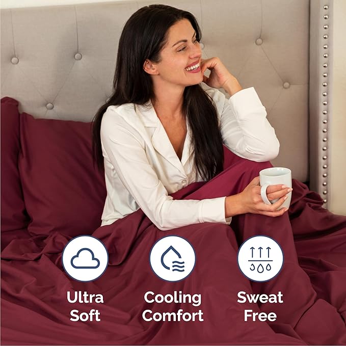 Queen 6 Piece Sheet Set - Comfy Breathable & Cooling - Ultra-Soft Hotel Luxury Bedding Set with 8-16 Inch Deep Pockets - 1 Flat & 1 Fitted Sheet & 4 Pillowcases - Wrinkle Free & Easy Care - Burgundy