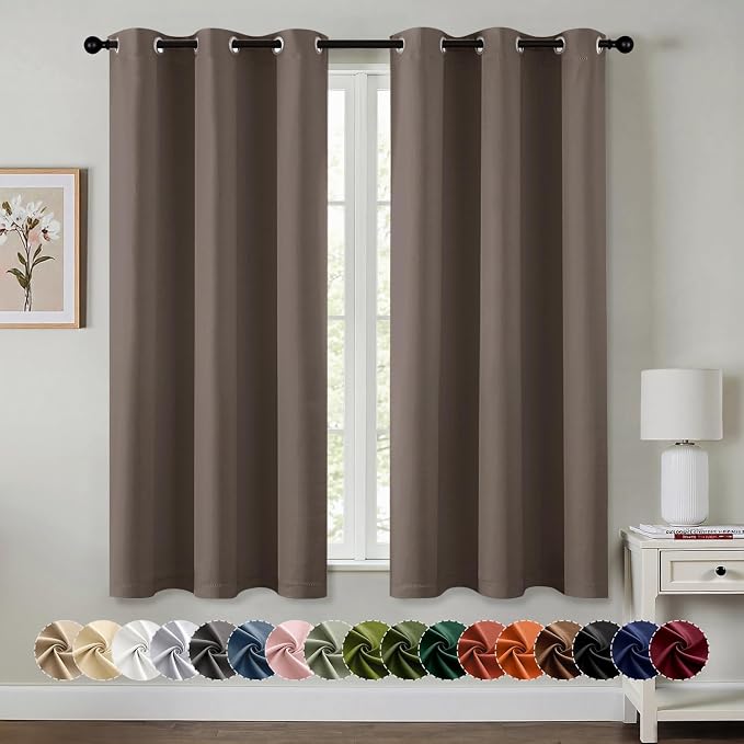 MIULEE Blackout Curtains for Bedroom 2 Panels 40 x 54 Inch Long Tan Brown | by MIULEE