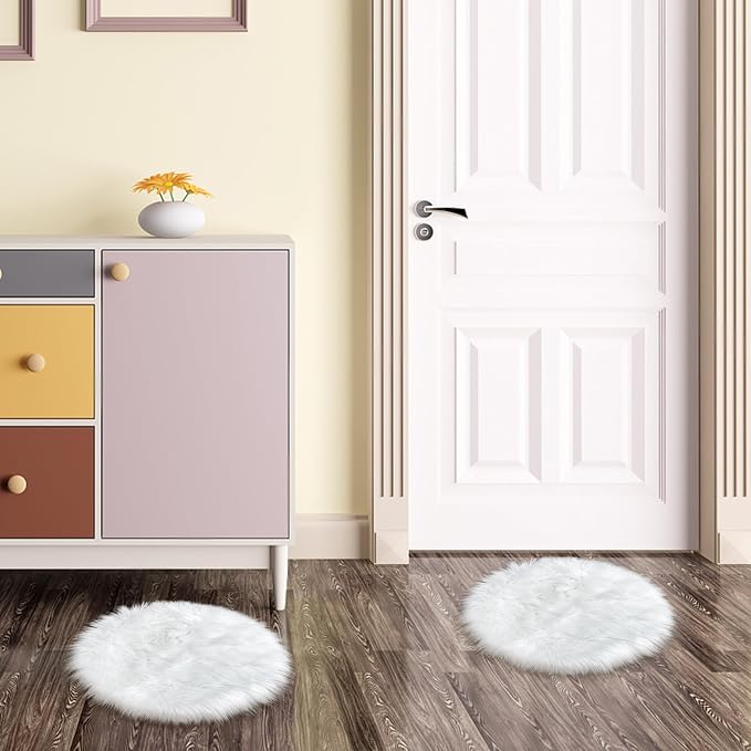 15.7 Inch Mini Small Fur Rug Round - Image 7