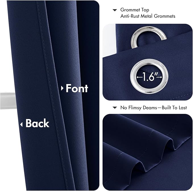 MIULEE Blackout Curtains for Bedroom 2 Panels 34 x 72 Inch Long Navy Blue | - Image 4