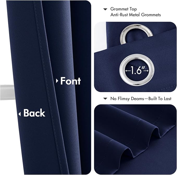 MIULEE Blackout Curtains for Bedroom 2 Panels 40 x 78 Inch Long Navy Blue | - Image 4