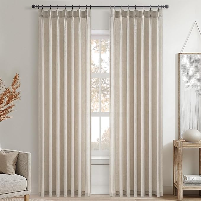 Topfinel Oatmeal Beige Pinch Pleated Curtains 45 Inches Long - Image 8