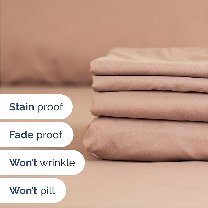 Cal King 6 Piece Sheet Set - Comfy Breathable & Cooling - Ultra-Soft Hotel Luxury Bedding Set with 8-16 Inch Deep Pockets - 1 Flat & 1 Fitted Sheet & 4 Pillowcases - Wrinkle Free & Easy Care - Mauve