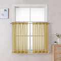 Chyhomenyc Gold Sheer Curtains 30 inch Length 2 Panels, Light Filtering Voile Rod Pocket Short Window Curtians for Bathroom Living Room Farmhouse Small Windows, 42Wx30L inches