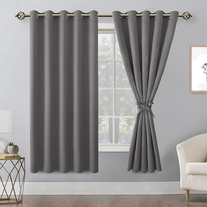 Blackout Curtains for Bedroom, 60 x 63 Inches Length, Light Grey | Thermal - Image 8