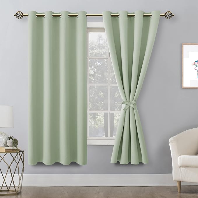 Blackout Curtains for Bedroom, 42 x 63 Inches Length, Seafoam Green | Thermal - Image 8