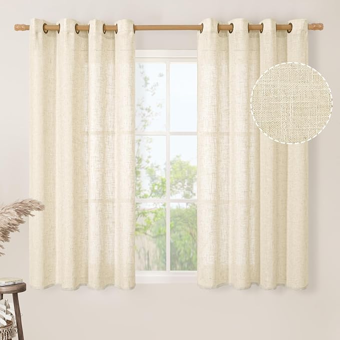 Beige Linen Curtains 54 Inches Long by LAMIT