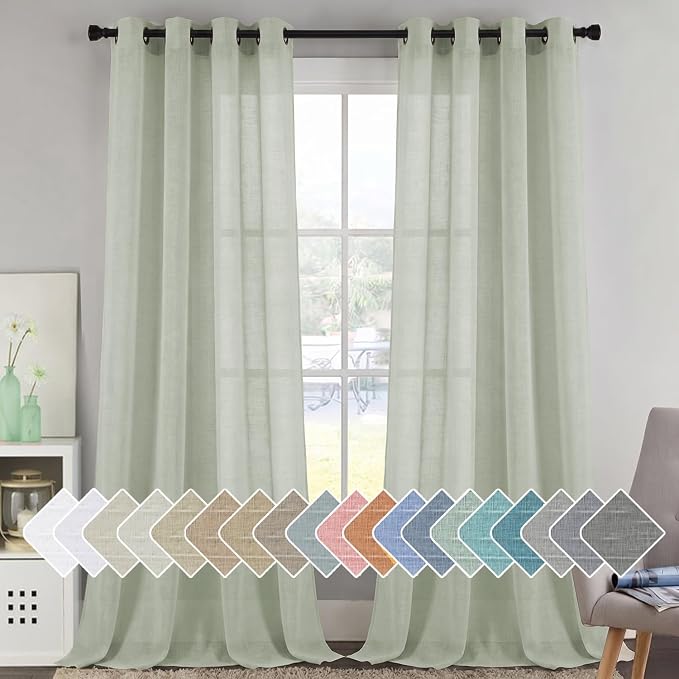 H.VERSAILTEX Linen Curtains Flax Linen Blended Curtain Panels by HVERSAILTEX