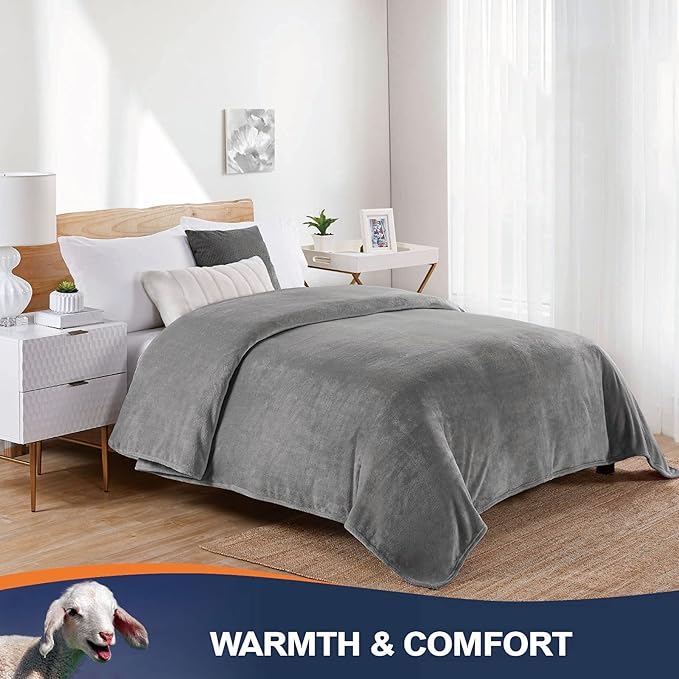 Walensee Big King Szie Fleece Blanket, Oversized Plush Throw, Giant Large Fuzzy Lightweight (King Size 108x90 Grey) Super Huge Soft Microfiber Blankets for Couch, Bed, Sofa, and Cozy for All Seasons