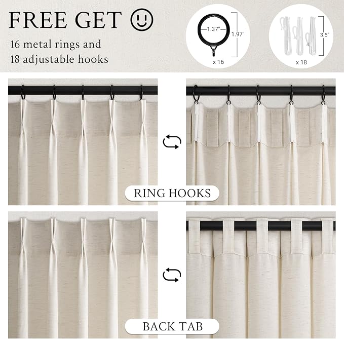 Topfinel Pinch Pleated 94 Inch Curtains 2 Panels - Image 6