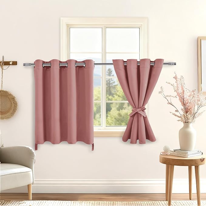 RV Blackout Curtains for Bedroom, 52 x 30 Inches Long, Dusty Rose | Thermal - Image 6