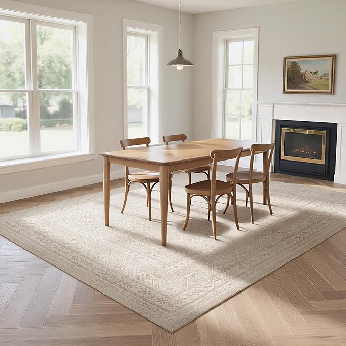 8x10 Washable Area Rugs for Living Room, Dining Room- Beige Brown | Ultra Soft - Image 7