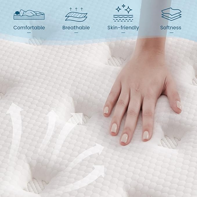 Queen Size Mattress, 12 Inch Individual Pocket Springs Hybrid Memory Foam Queen Mattress in a Box for Pressure Relief, Motion Isolation, CertiPUR-US