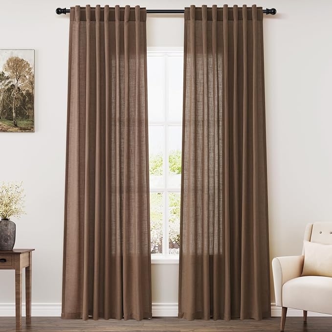 Caramel Brown Curtains 80 Inches Long 2 Panels Set by Nanspring