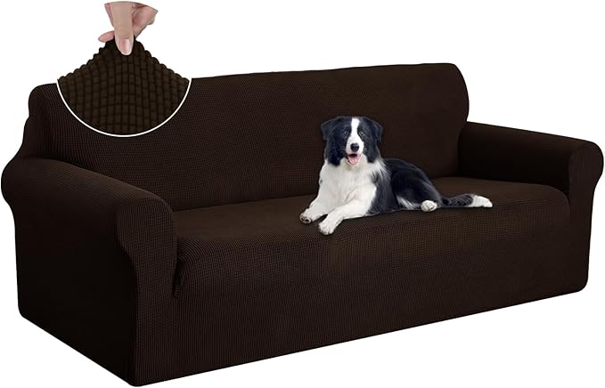 U-NICE HOME Oversized Stretch Couch Cover Slipcover, Chocolate | 3 Cushion Sofa by U-NICEHOME