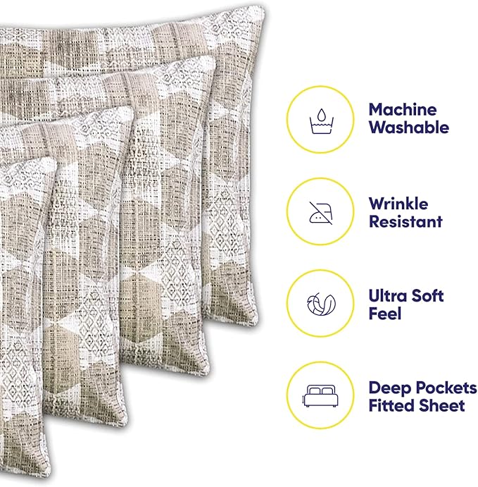 Queen Sheets Printed - 6 Piece 1500 Supreme Collection Fine Brushed Microfiber Deep Pocket Queen Sheet Set Bedding - 2 Extra Pillow Cases, Great Value, Queen, Monaco