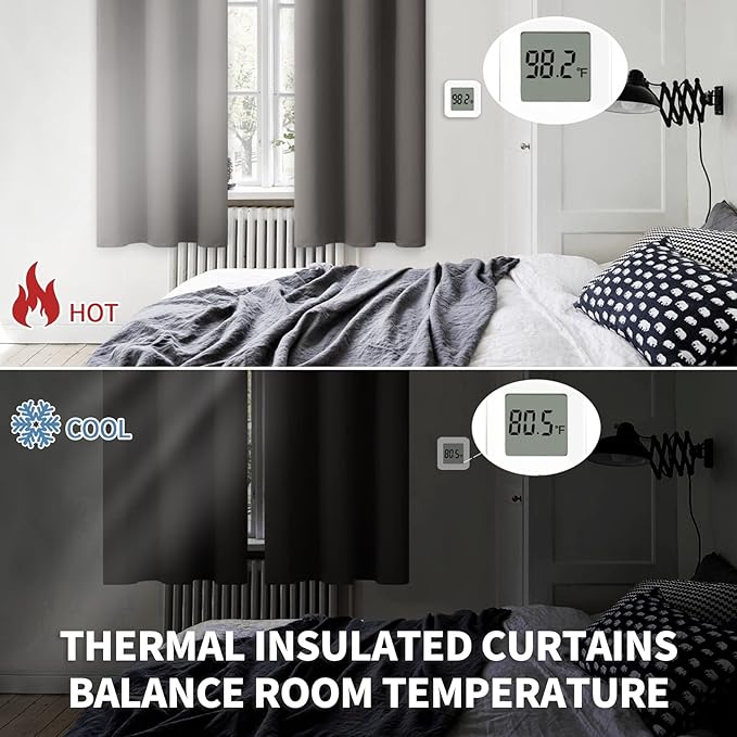 BGment Blackout Curtains for Bedroom - Grommet Thermal Insulated Room Darkening Curtains for Living Room, Set of 2 Panels (38 x 84 Inch, Grey)