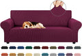 Stretch Couch Covers for Sofa, 3 Cushion Couch Slipcover, Wine | 1-Piece by KEKUOU