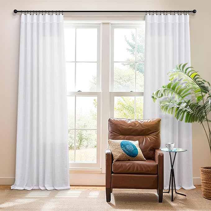 White Linen Curtains 38 Inch Wide - Image 7
