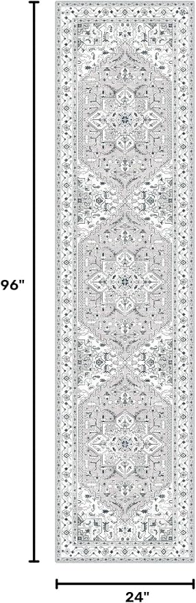 Yamaziot Washable Runner Rug, 2x8 Non-Slip Boho Vintage Hallway Kitchen Rug | - Image 2