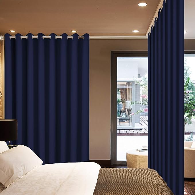 Yakamok Navy Blue Room Darkening Curtains 84 inch Sliding Door Drapes | 1 - Image 2