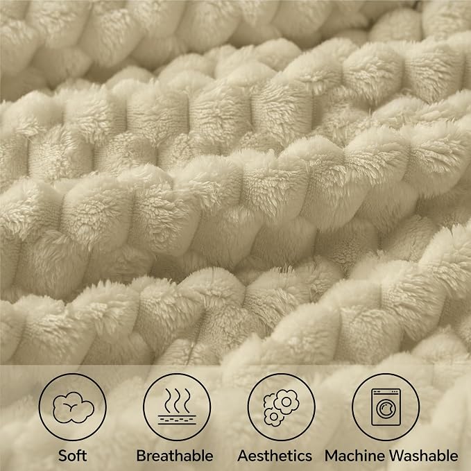 BEDELITE Almond Twin Blanket for Couch, Soft Cozy Gifts for Women, 60 * 80 | 3D - Image 3
