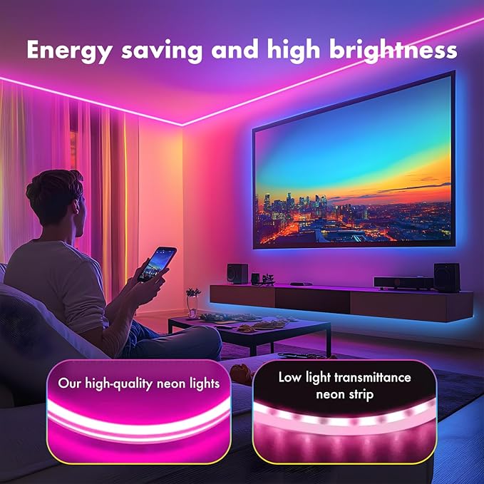 Neon Rope Lights, JIAMEI 20FT RGB LED Strip Lights, App Control, IR Remote, Music Syncing, Outdoor IP67 Waterproof, Flexible Neon Strip Lights Cuttable for Bedroom, Gaming, Party, Outdoors Decor
