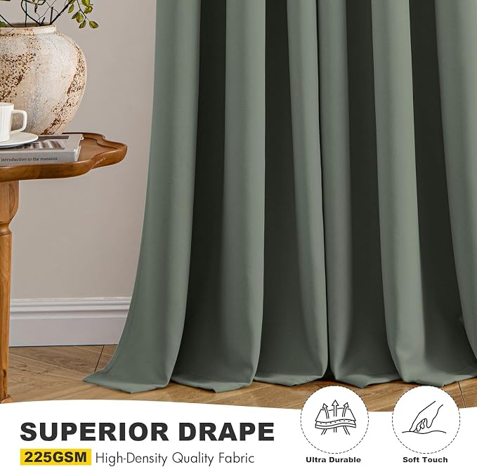 MIULEE Blackout Curtains for Bedroom 2 Panel 40 x 84 Inch Long Dark Mallard | - Image 5
