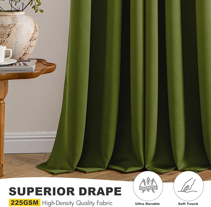 MIULEE Blackout Curtains for Bedroom 2 Panel 40"x45" Long Light Olive Green | - Image 5