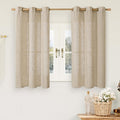 Brown Sheer Linen Curtains 48 inches Length 2 Panels, Short Light Filtering by LAMIT