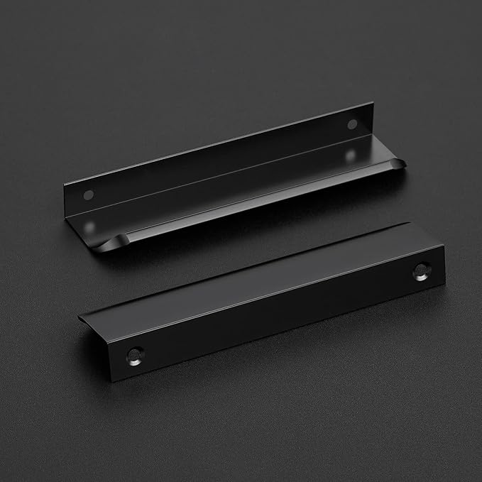 Ravinte Hardware 8 Pack Black Cabinet Handles, 5.9 Inch (150mm) Finger Edge Pulls, 5 Inch Hole Center, Finger Pulls for Cabinets