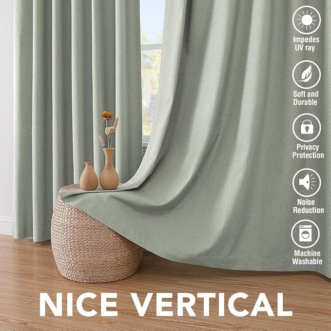 H.VERSAILTEX Blackout Curtains Linen Curtains 120 inches Long 100% Black Out - Image 7