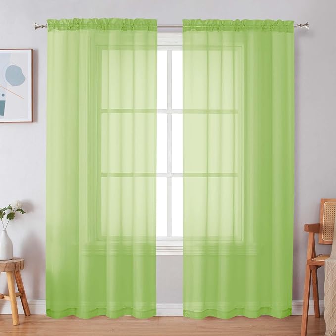 Simplebrand Rod Pocket Top Solid Voile Sheer Curtains - Image 3