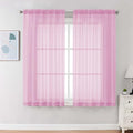 Chyhomenyc Pink Sheer Curtains 63 Inches Long 2 Panels, Light Filtering Bright by Chyhomenyc