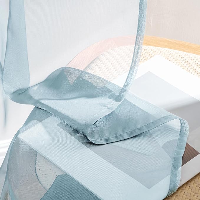 MIULEE Sky Blue Sheer Curtains 108 Inches Long 4 Panels 42 x 108 Inches | Light - Image 7
