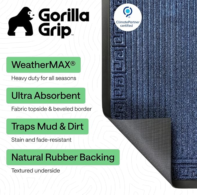 GORILLA GRIP 100% Waterproof All-Season WeatherMAX Doormat 35x23, US Designed - Image 2