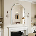 BEAUTYPEAK 32"x42" Arch Bathroom Mirror, Wall Mounted Vanity Metal Frame Mirror for Bedroom, Entryway, Living Room, Silver