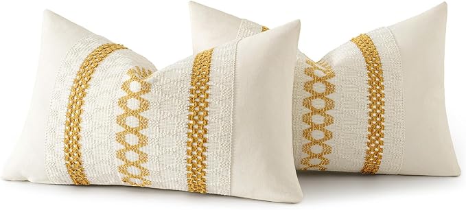 MIULEE Set of 2 Mustard Yellow Decorative Lumbar Pillow Covers 12x20 Inch | Fall - Image 8