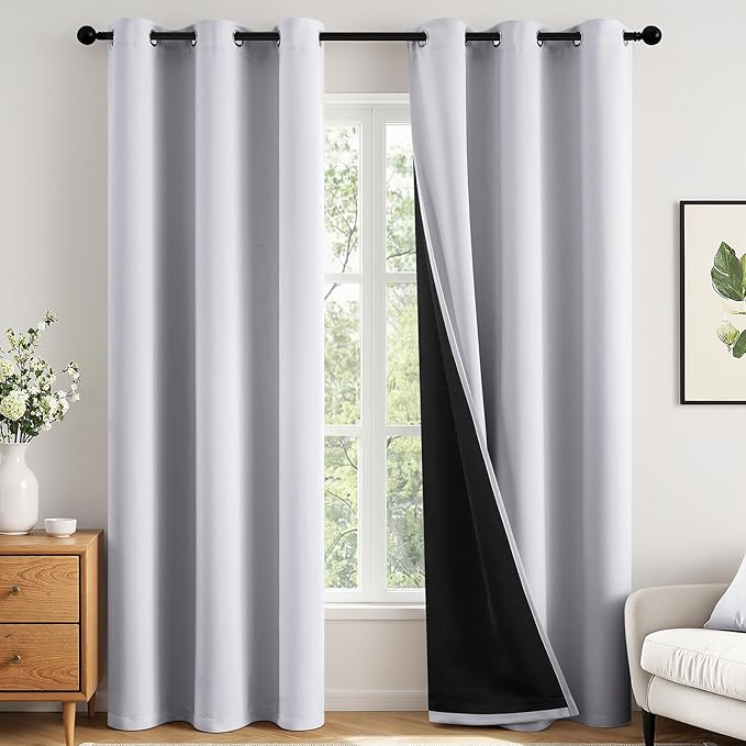 MIULEE Greyish White 100% Blackout Curtains by MIULEE