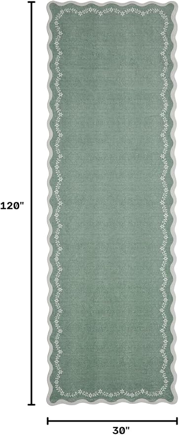 GarveeHome 2.5x10 Scalloped Washable Runner Rug Long Hallway Kitchen Rug | Soft - Image 2