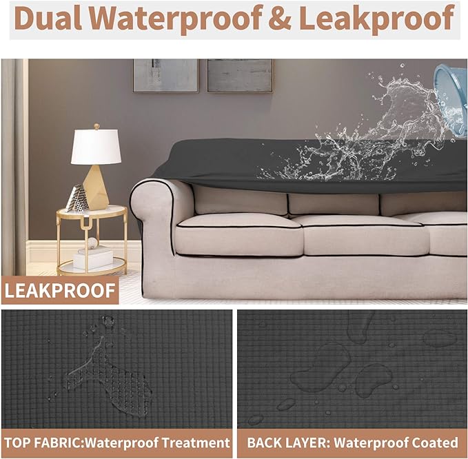 Easy-Going 100% Waterproof Loveseat Couch Cover Stretch Jacquard Sofa Cover | - Image 3