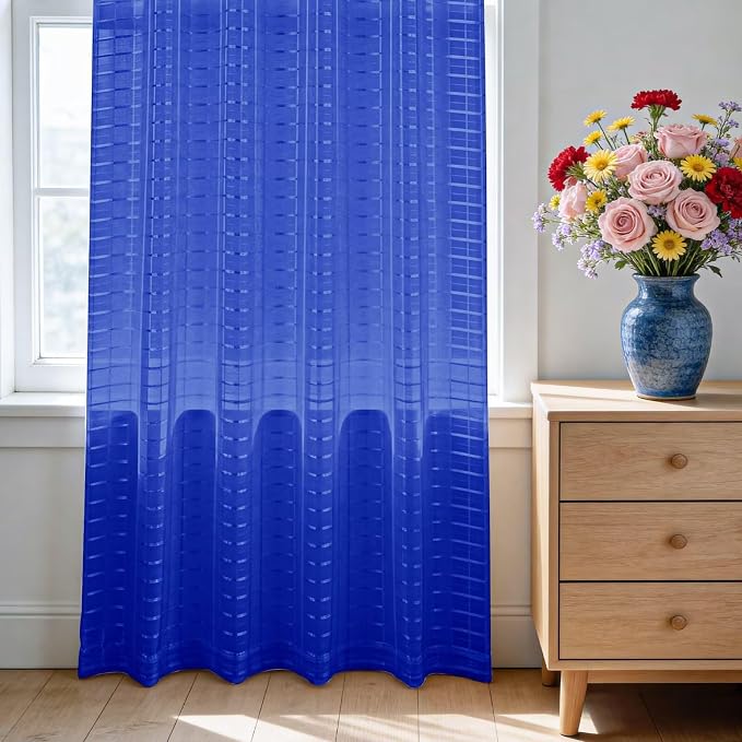 SpaceDresser Check Sheer Curtains 72 Inches Long - Image 3