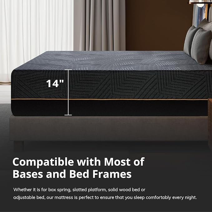 EGOHOME 14 inch Hybrid Full Mattress,Memory Foam Pocket Spring Mattress with Cooling Cover,Bed in a Box,CertiPUR-US Certified,Targeted Support Pressure Relief, 54x75x14 Black