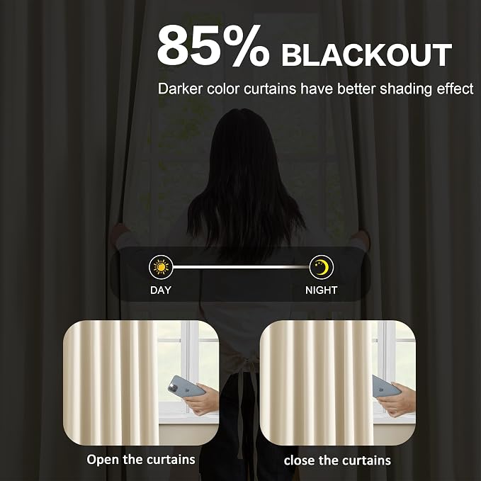 Pinch Pleated Curtains 156 Inches Long, Memory Shape Room Darkening Soundproof - Image 3