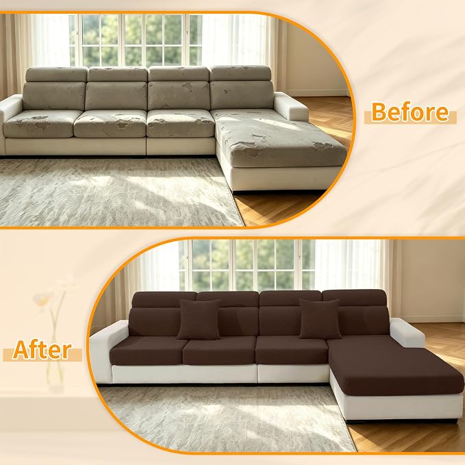 XINEAGE Large Couch Cushion Covers Seat Cushion Cover Thick Stretch Sofa - Image 7