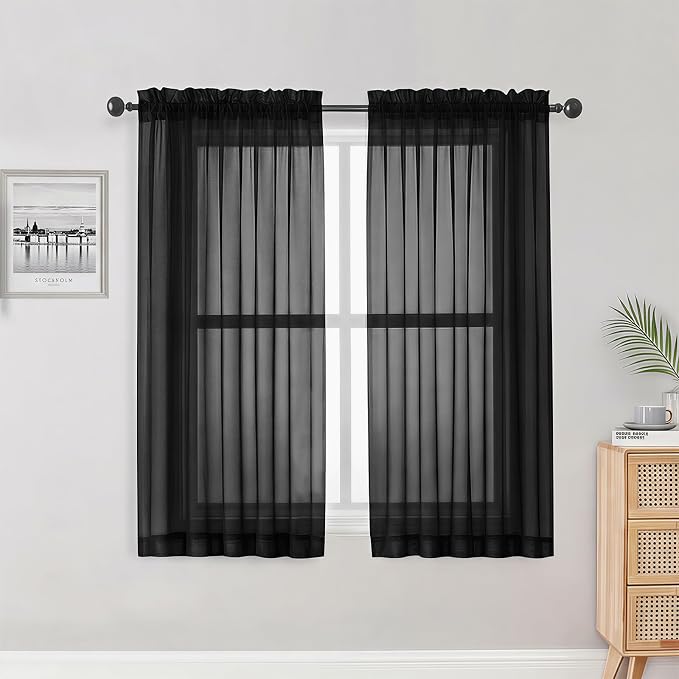 Sheer Curtains, Rod Pocket Voile Fimly Sheer Drapes by OWENIE