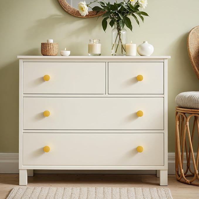 Ravinte 30 Pack Cabinet Knobs Earthy Yellow Kitchen Cabinet Knobs Round Dresser Drawer Pulls Closet Door Pulls 1-1/5 Inch