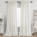 Beige White Linen Curtains for Living Room 94 Inches Long Back Tab and Rod by Nanspring