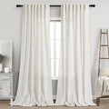 Beige White Linen Curtains for Living Room 95 Inches Long Back Tab and Rod by Nanspring