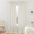 RYB HOME Long Curtains, Semi Sheer Linen Curtains for Living Room, Light Filtering Semi Transparent Window Panels Drapes for Bedroom, Farmhouse, Sliding Glass Door, W 34 x L 95 inch, Linen, Set of 2